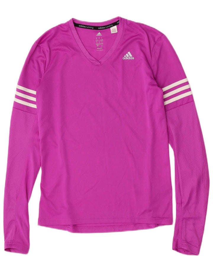 Adidas Womens Climalite Top Long Sleeve UK 8/10 Small Purple Polyester