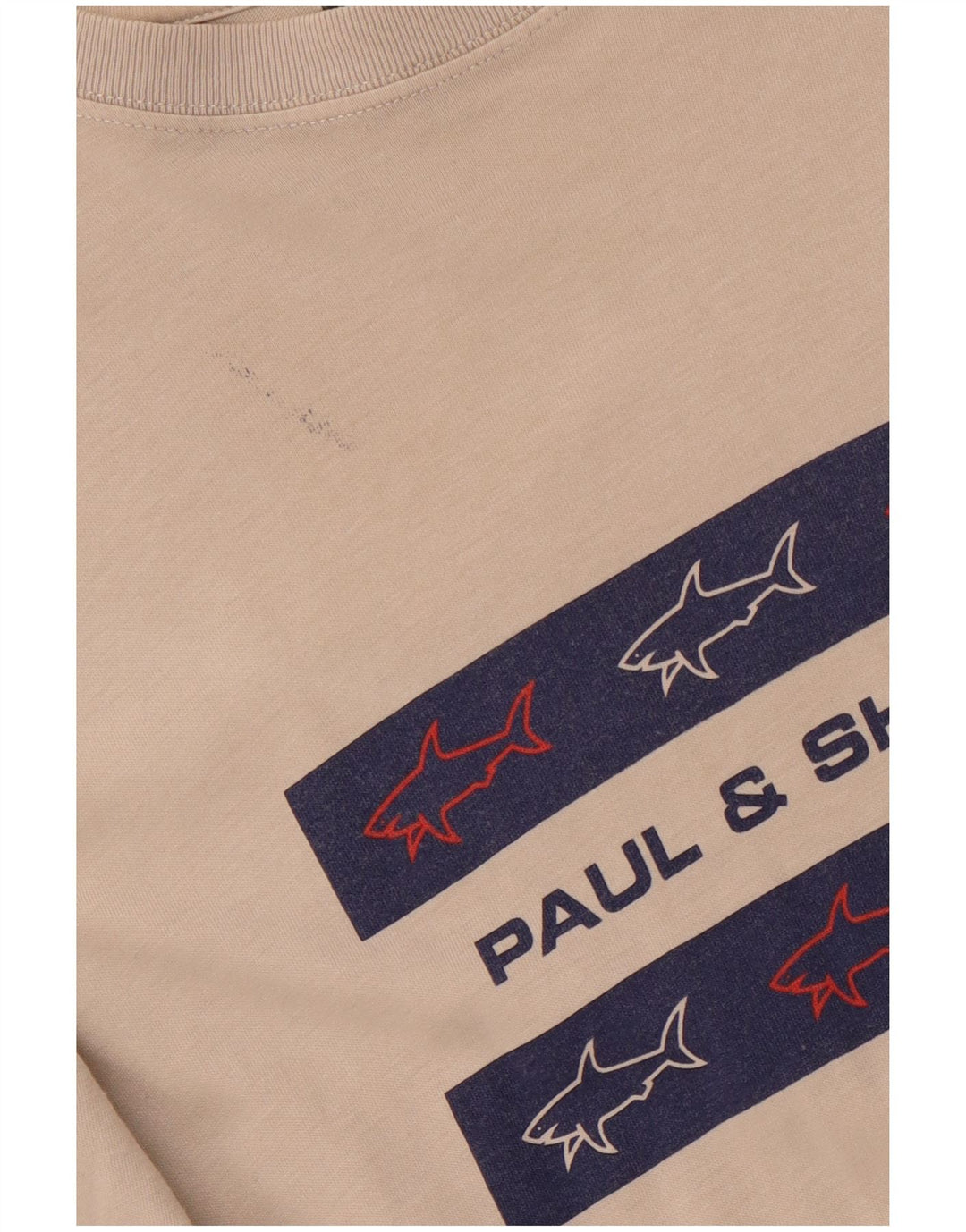 PAUL & SHARK Mens Yachting Graphic T-Shirt Top XL Beige Cotton