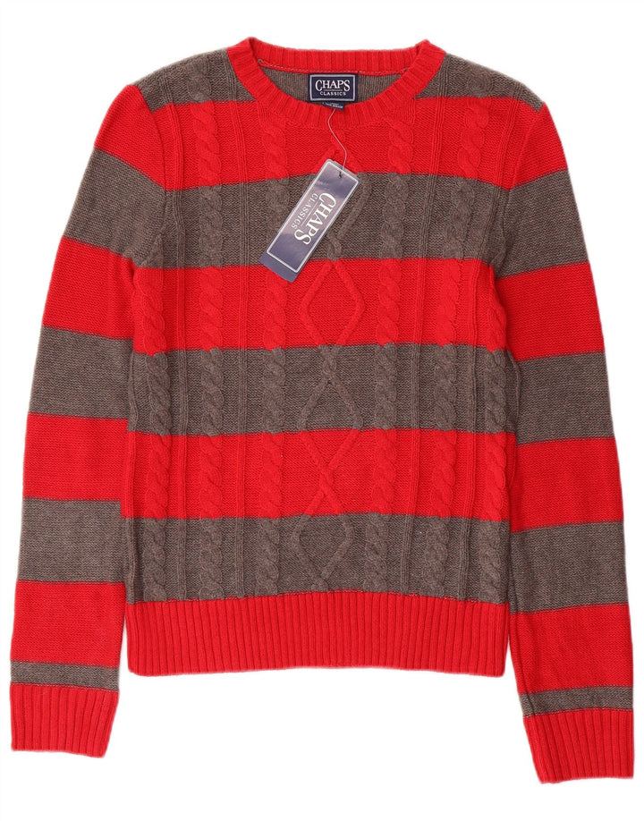 Chaps Womens Classics Boat Neck Jumper Sweater UK 10 Small Red Striped