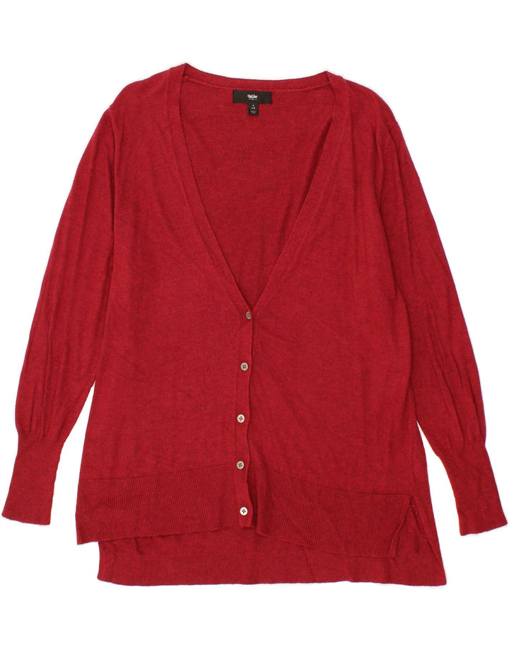 MOSSIMO Womens Longline Cardigan Sweater UK 16 Large Red Nylon Vintage Mossimo and Second-Hand Mossimo from Messina Hembry 