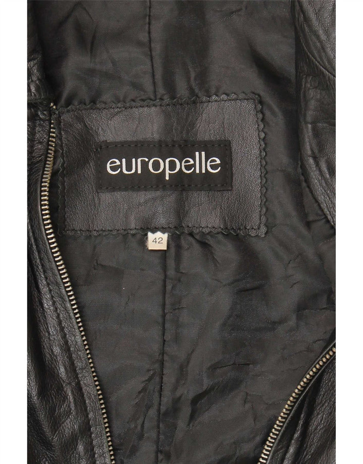 Vintage Womens Leather Jacket IT 42 Medium Black