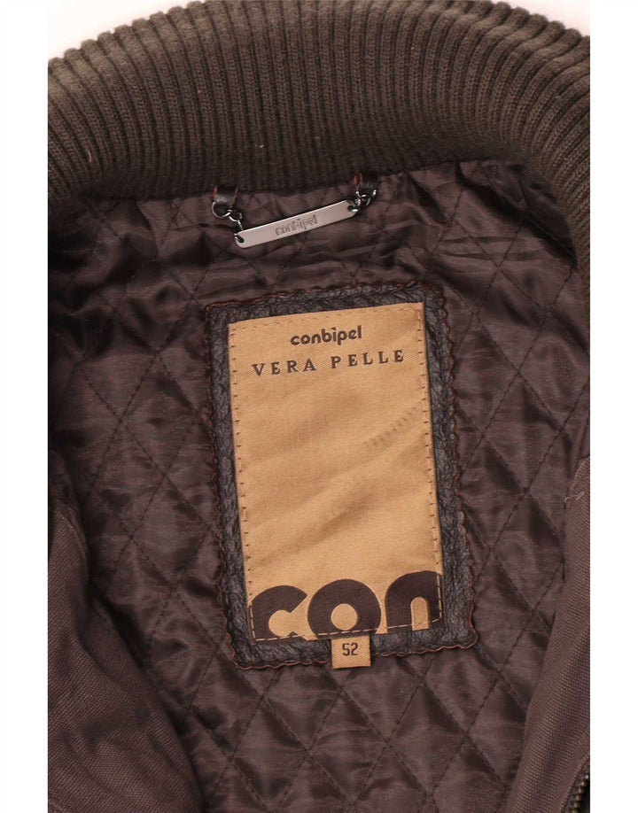 Conbipel Mens Leather Jacket IT 52 XL Brown Leather