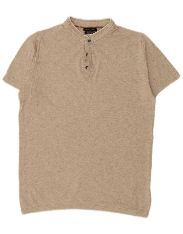 MASSIMO DUTTI Mens Polo Shirt Medium Beige Cotton