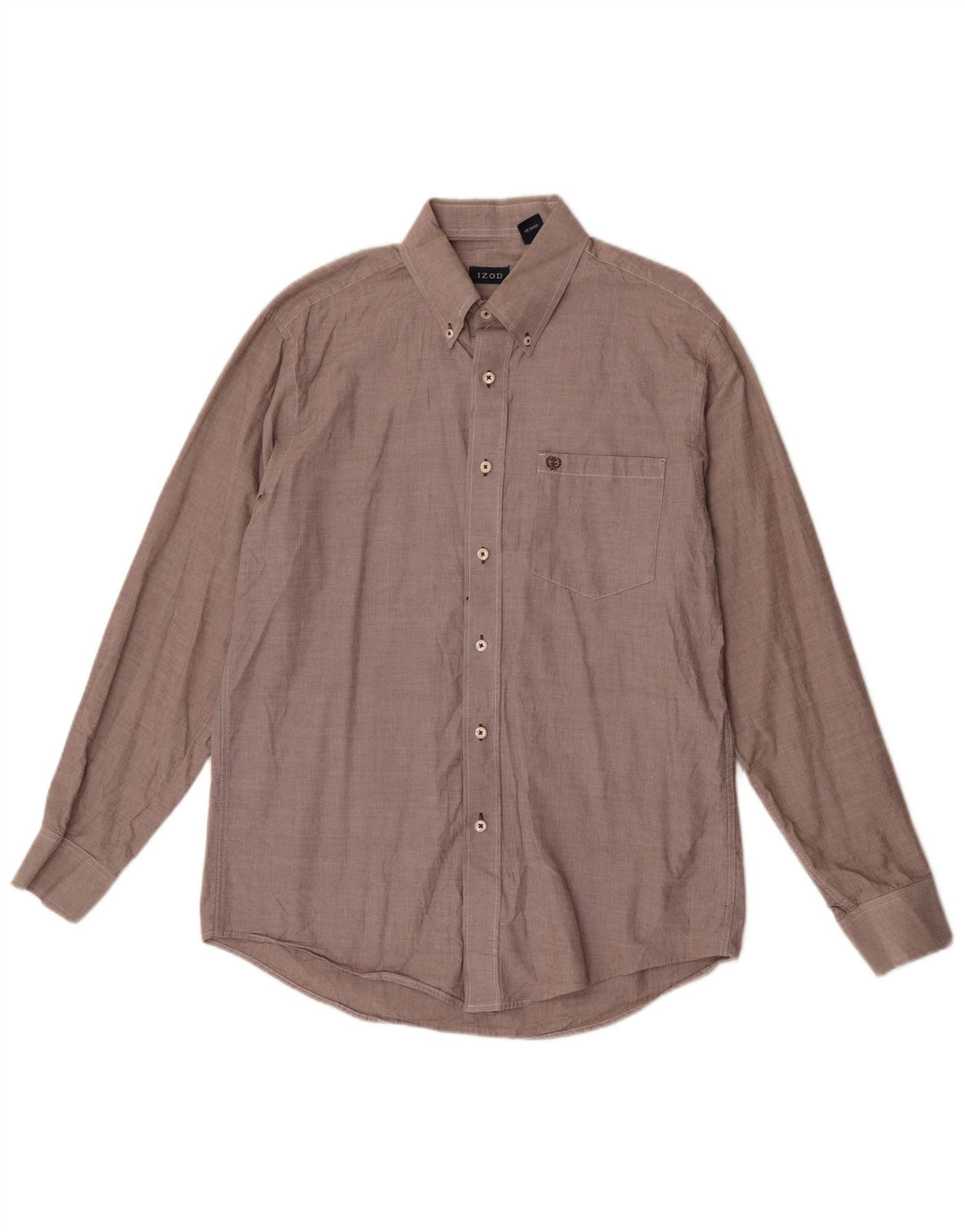 Izod Mens Shirt Medium Brown Cotton