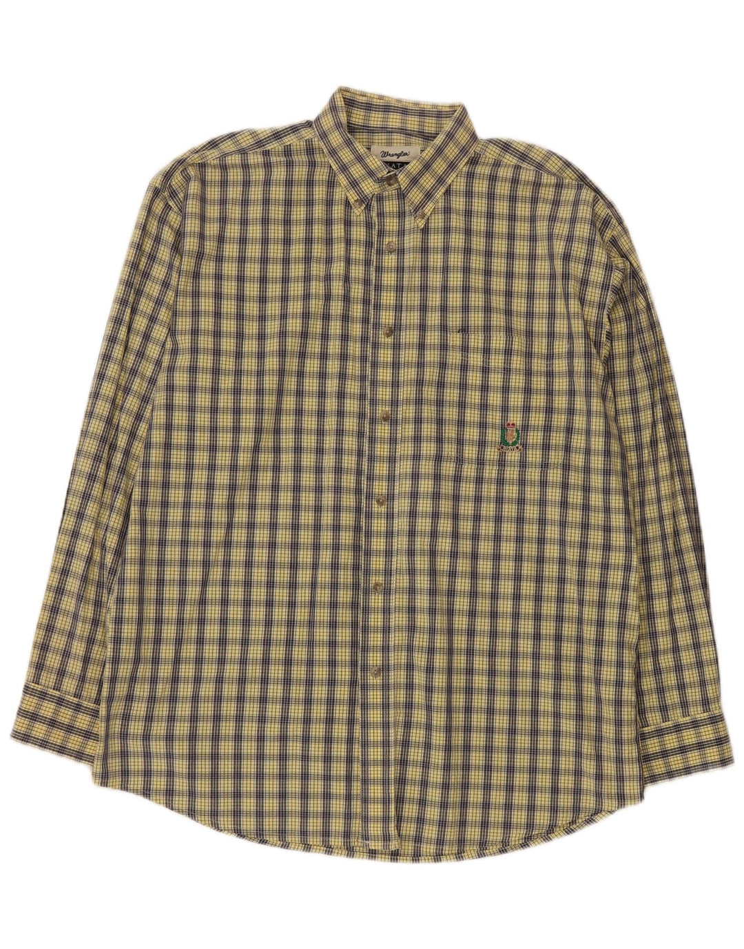 Wrangler Mens Riata Shirt Size 16 1/2 Large Yellow Check