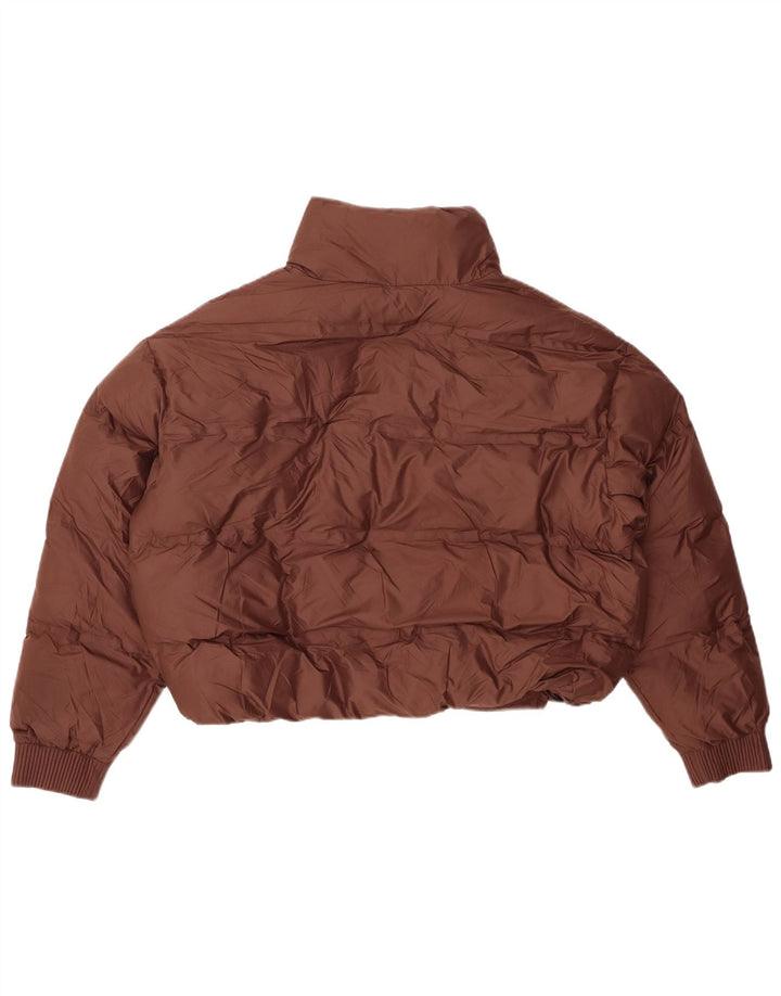 ZARA Womens Oversized Crop Padded Jacket UK 14 Medium Brown Polyester
