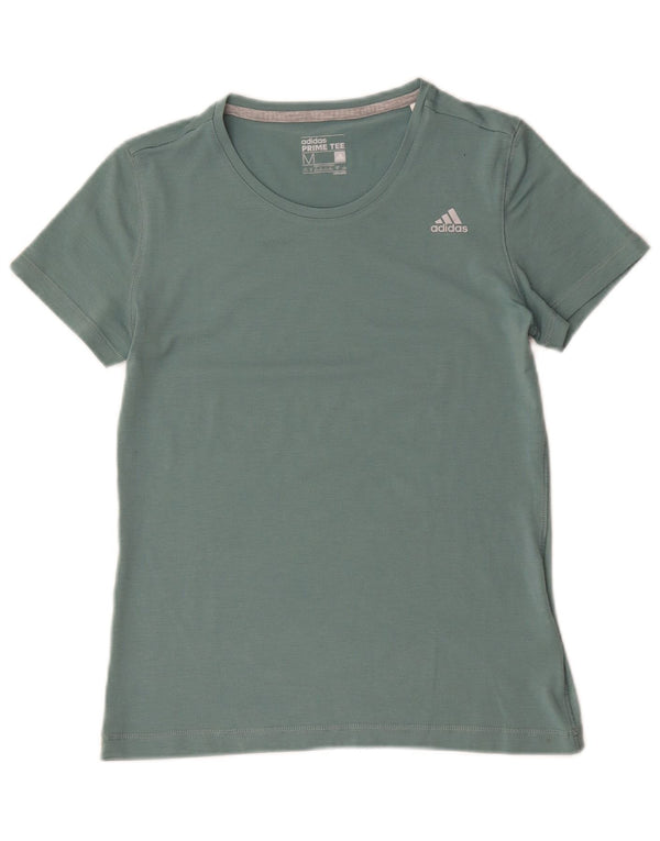 Adidas Womens Climalite T-Shirt Top UK 12/14 Medium Green Cotton