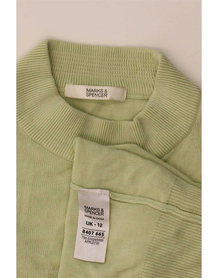 Marks & Spencer Womens Crop Turtle Neck Jumper Sweater UK 12 Medium Green