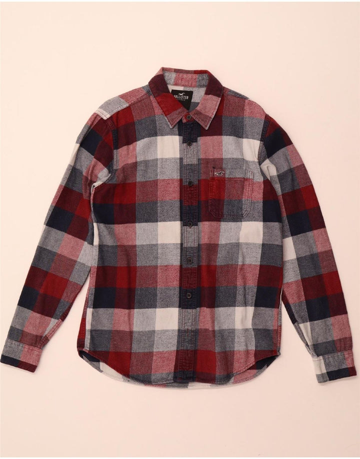 HOLLISTER Mens Flannel Shirt Medium Burgundy Check