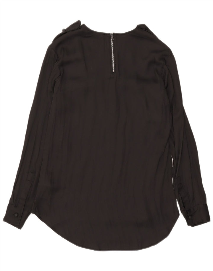 Replay Womens Long Sleeve Oversized Blouse Top UK 2 2XS Black Polyester
