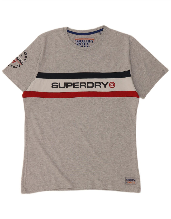 SUPERDRY Womens Graphic T-Shirt Top 2XL Grey Colourblock