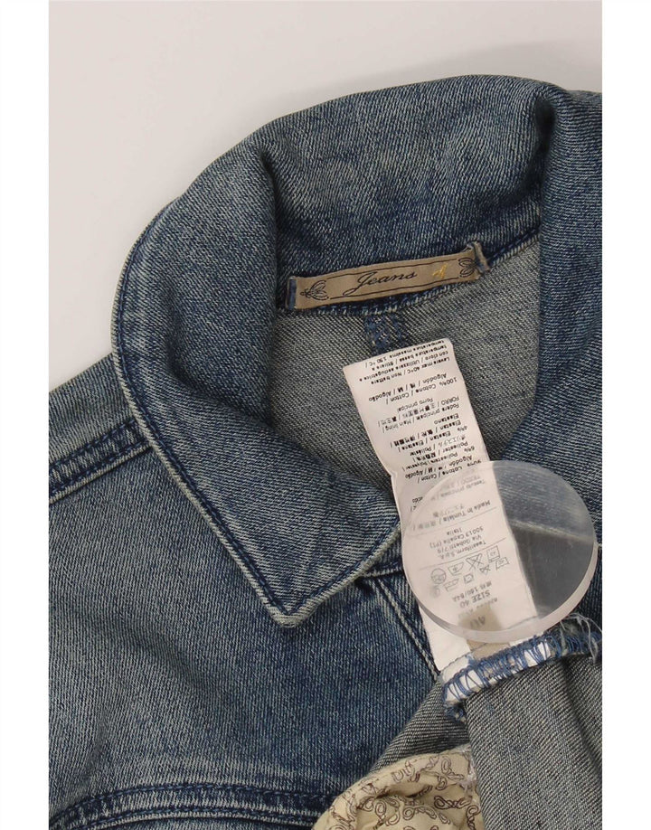 Vintage Womens Crop Denim Jacket IT 40 Small Blue Cotton