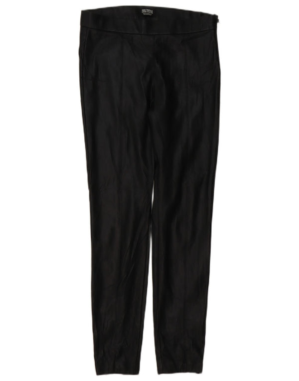 Zara Womens Trafaluc Faux Leather Leggings UK 12 Medium Black