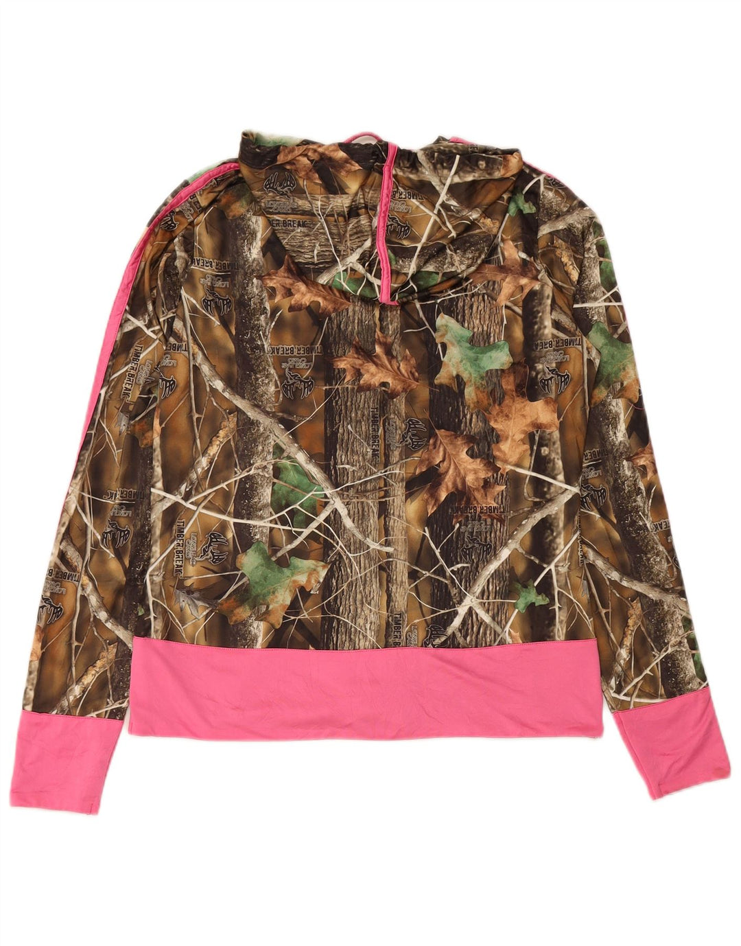 LONGLEAF CAMO Womens Zip Hoodie Sweater UK 14 Medium Beige Camouflage