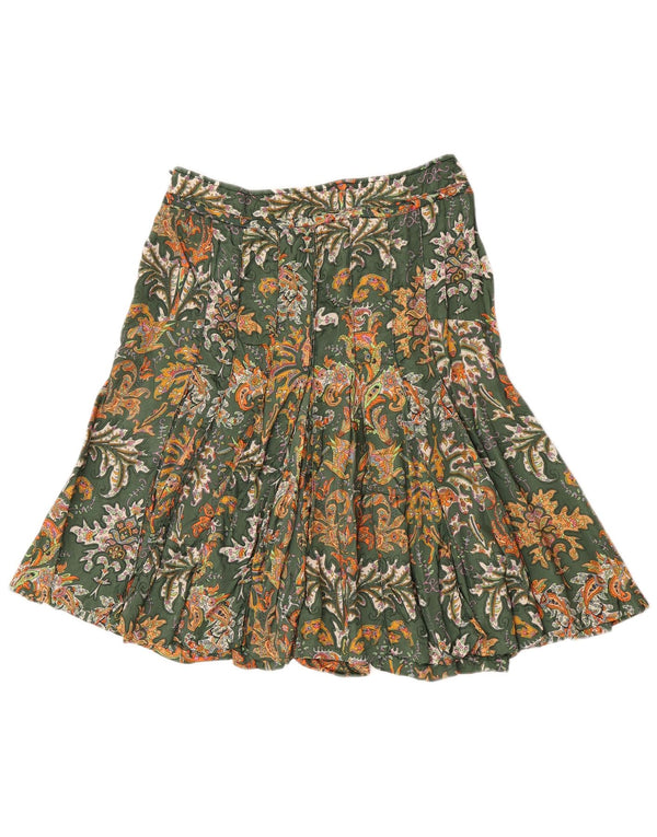 Henry Cottons Womens Pleated Skirt IT 44 Medium W30 Green Paisley