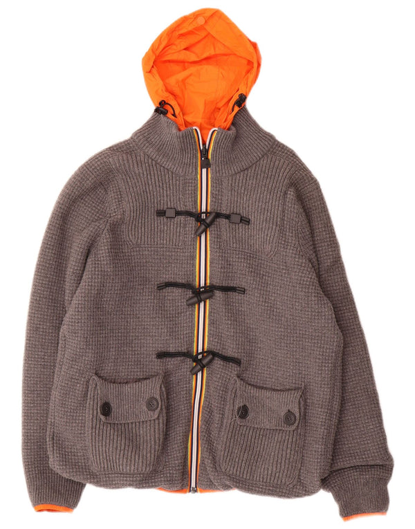 K-WAY Mens Hooded Reversible Jacket UK 36 Small Grey Polyamide