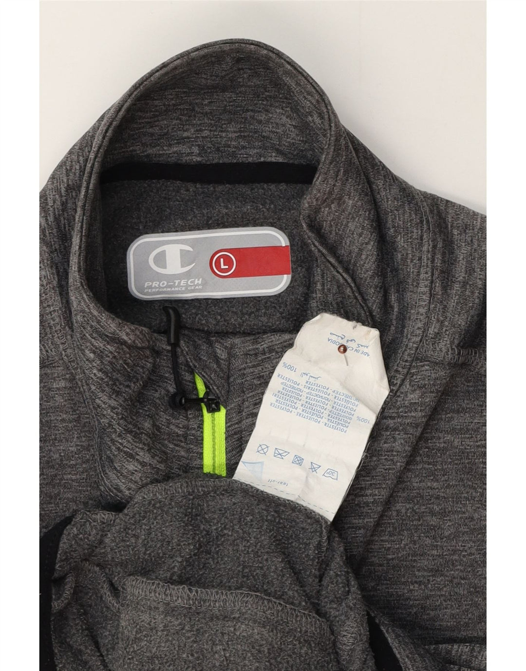 Champion Mens Tracksuit Top Jacket Large Grey Flecked Polyester