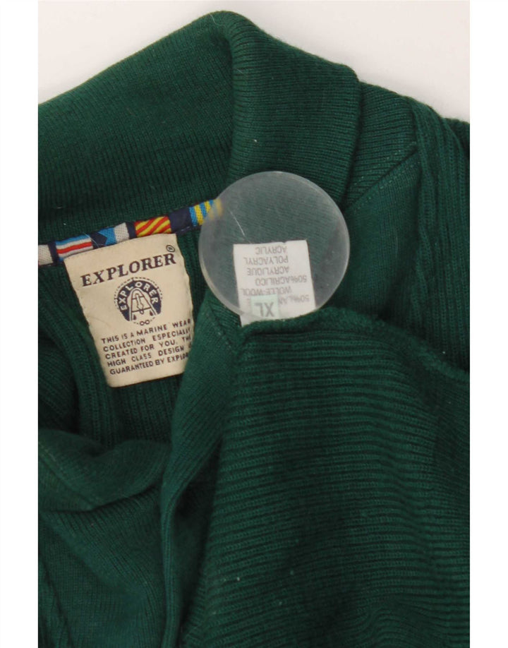 Explorer Mens Shawl Neck Jumper Sweater XL Green Wool