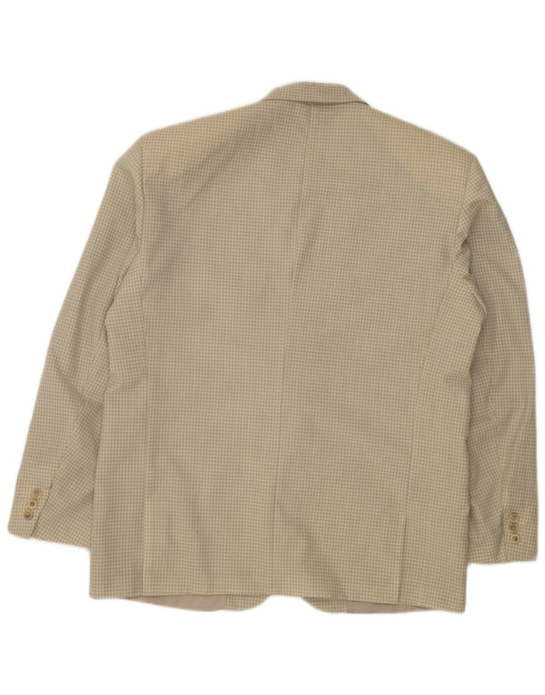 Chelsea Mens 2 Button Blazer Jacket IT 54 2XL Beige Gingham Virgin Wool