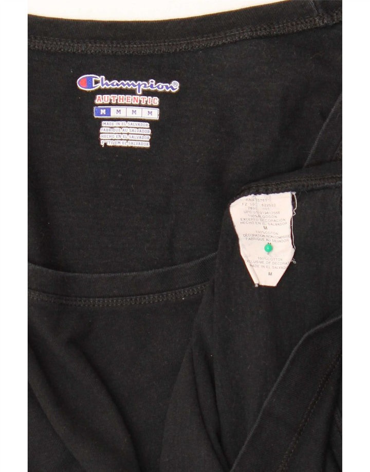 Champion Womens Top Long Sleeve UK 12 Medium Black Cotton