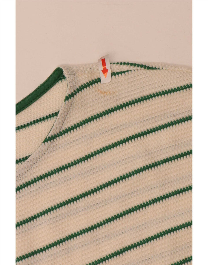 Phase Eight Womens Top 3/4 Sleeve UK 12 Medium White Striped Cotton