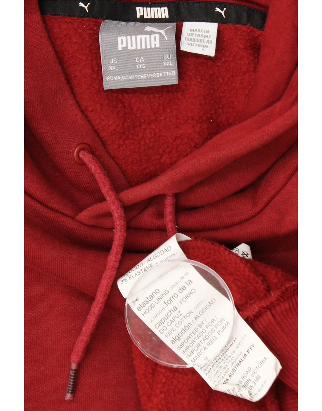 PUMA Mens Hoodie Jumper 2XL Red Cotton