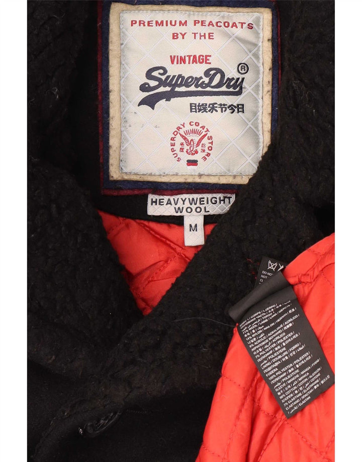 Superdry Mens Pea Coat Medium Black Wool