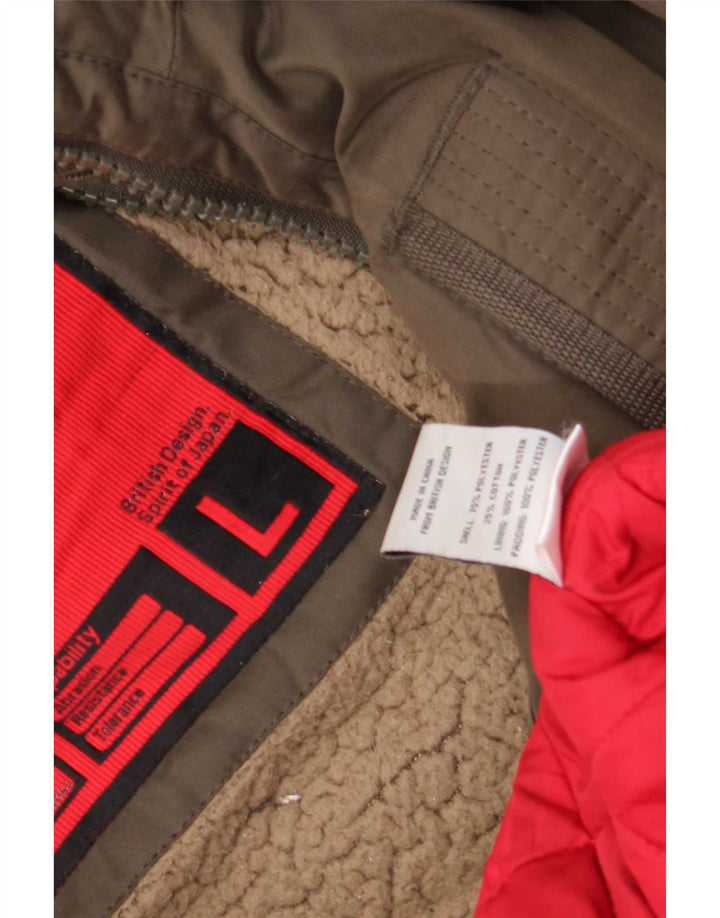 Superdry Womens Hooded Windbreaker Jacket UK 16 Large Khaki Polyester
