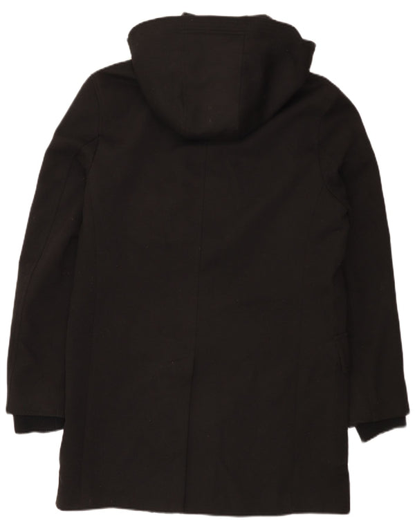 Zara Mens Hooded Parka Jacket UK 38 Medium Black Polyester