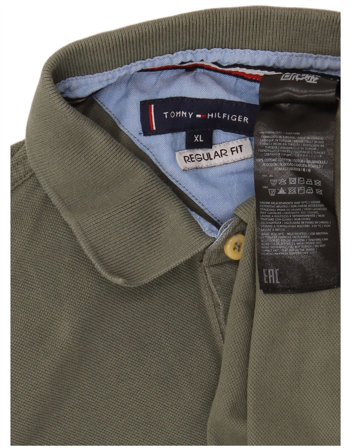 TOMMY HILFIGER Mens Regular Fit Polo Shirt XL Khaki Cotton