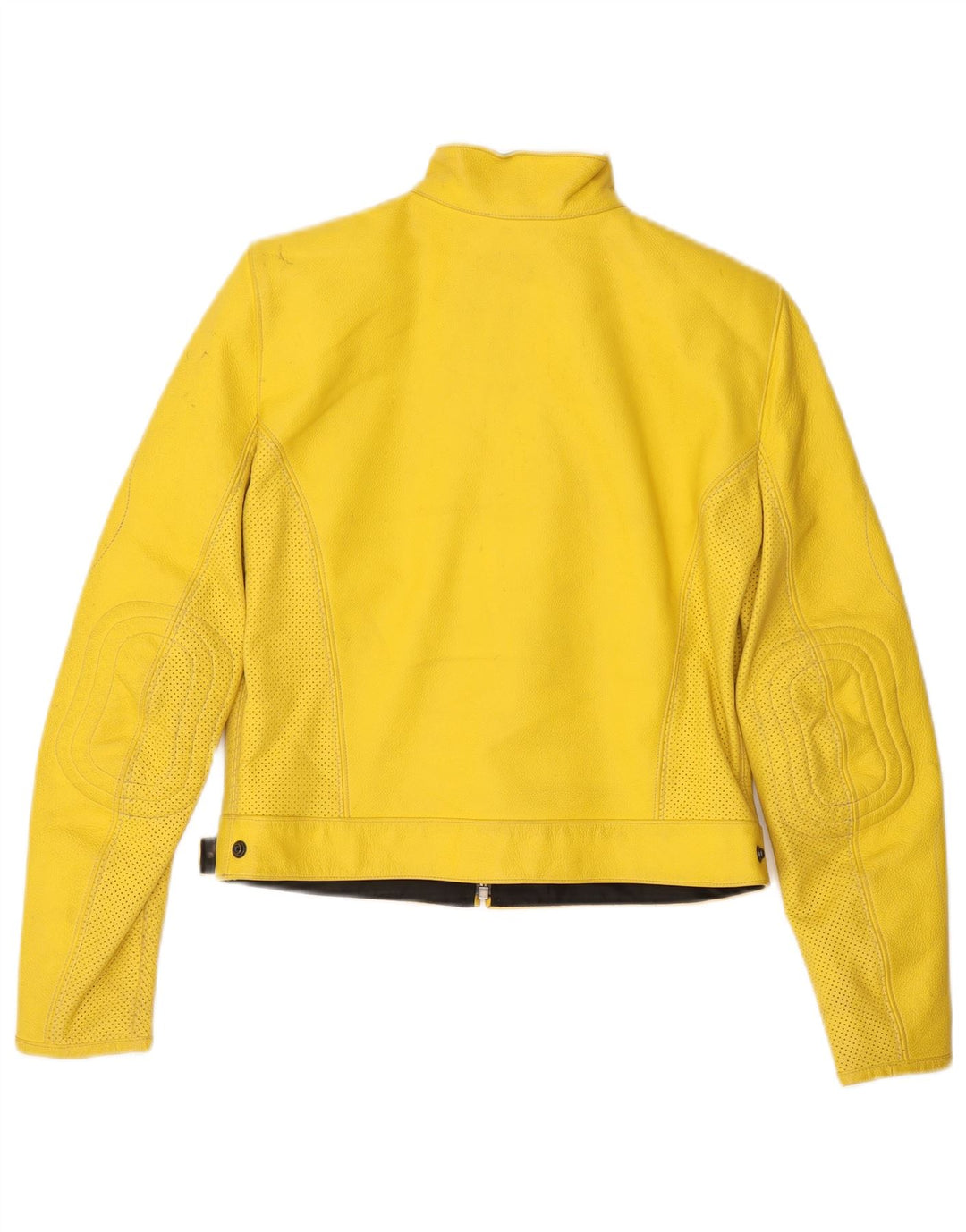Corner Womens Crop Leather Racer Jacket IT 44 Medium Yellow Leather