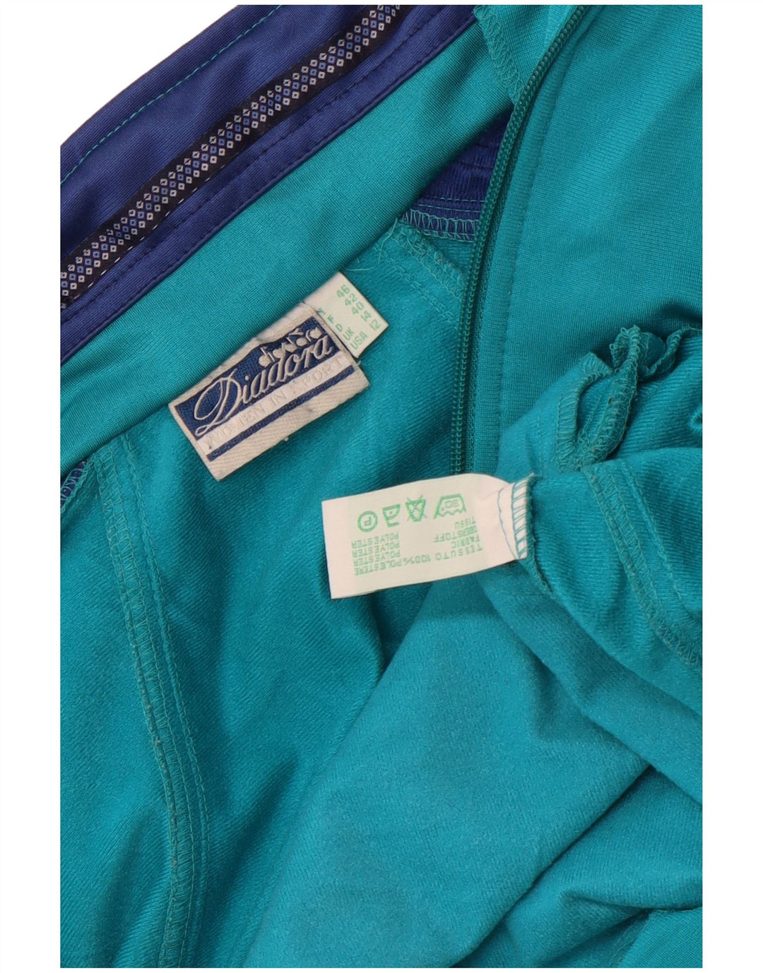 Diadora Womens Oversized Tracksuit Top Jacket UK 14 Large Green Colourblock