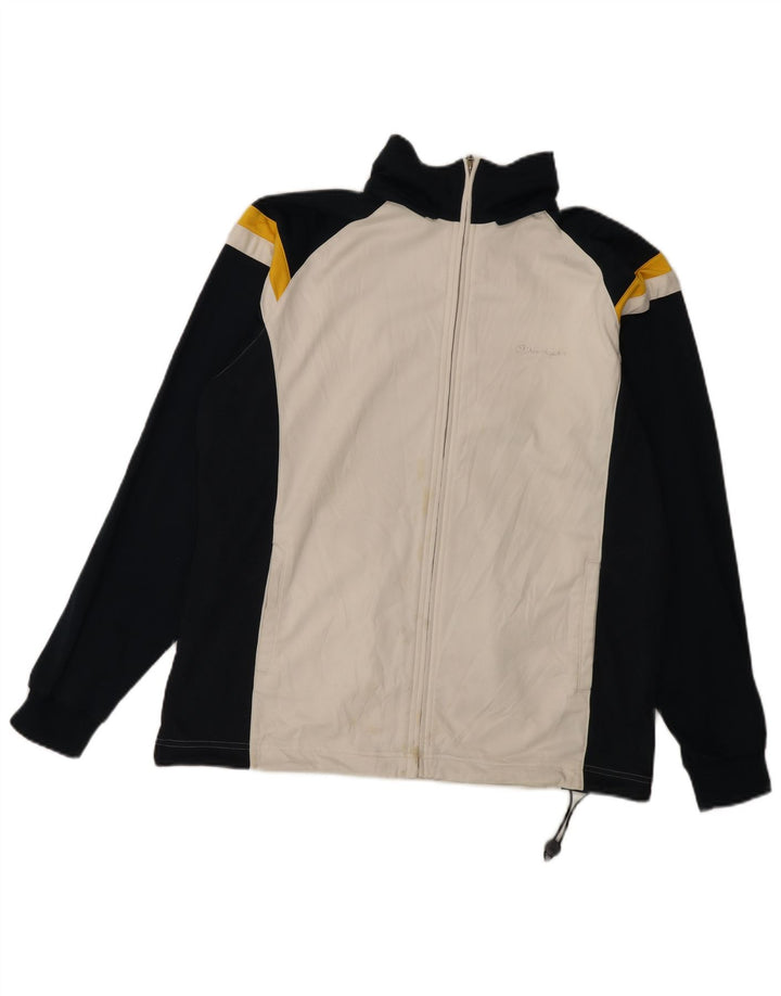 CHAMPION Mens Tracksuit Top Jacket Large Navy Blue Colourblock Polyester