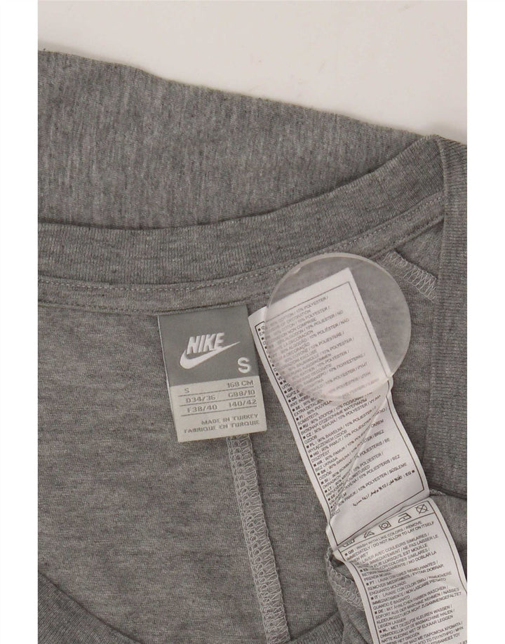 Nike Womens Top Long Sleeve UK 10 Small Grey Cotton