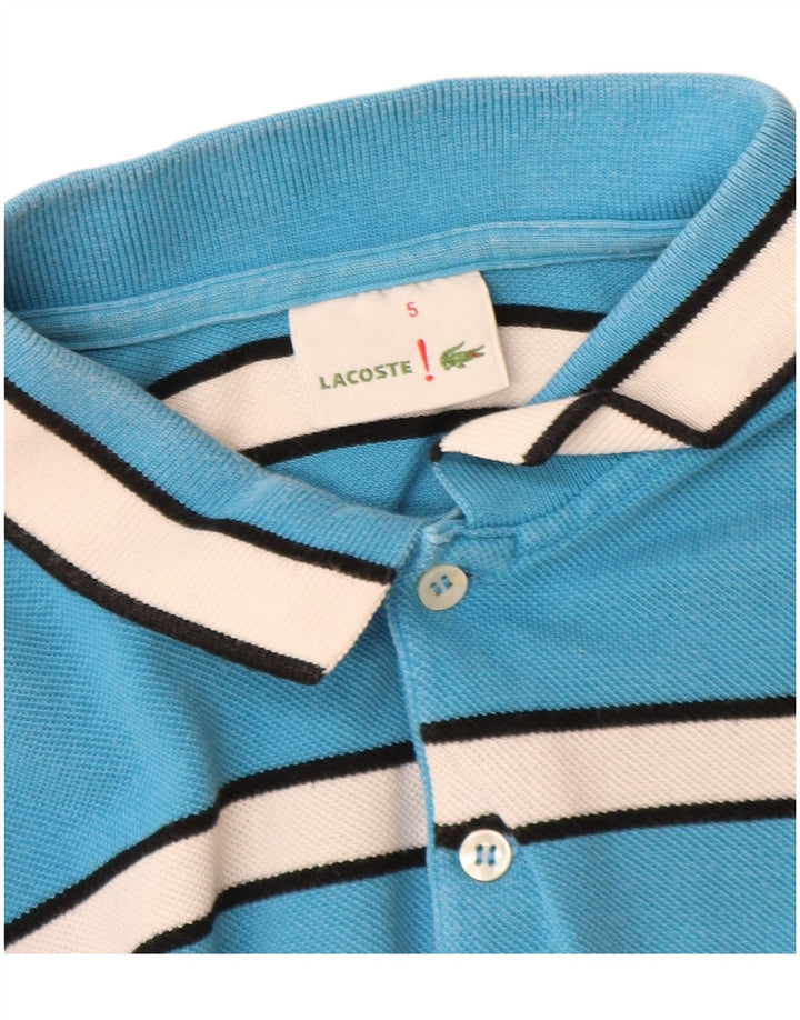 Lacoste Mens Polo Shirt Size 5 Large Blue Striped Cotton