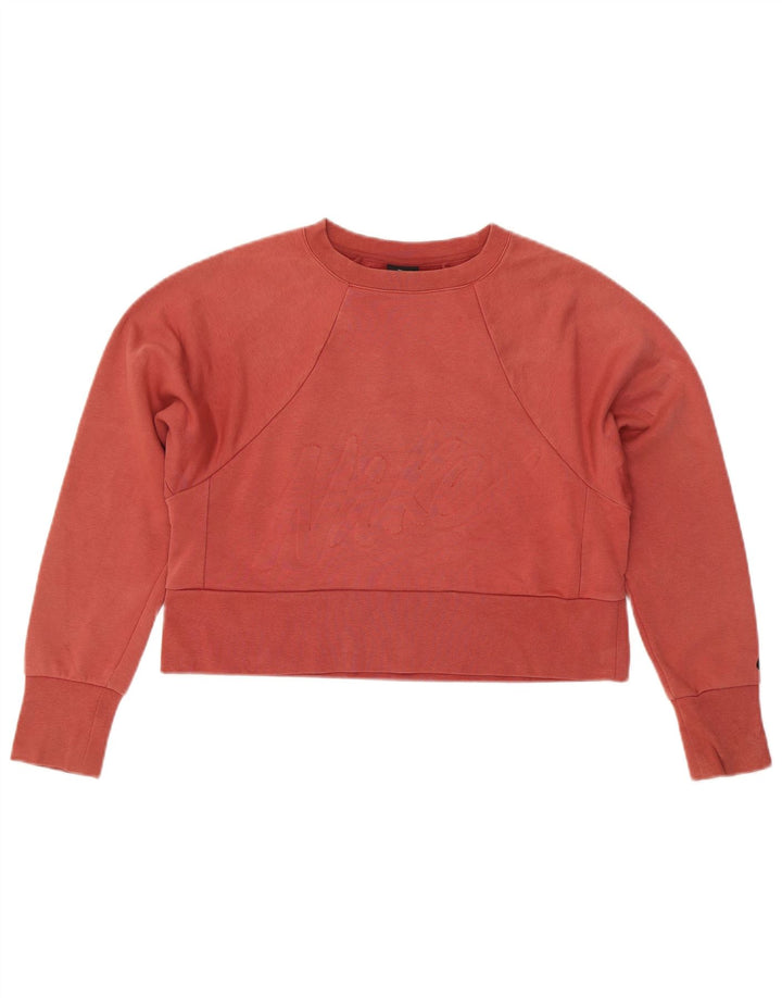 NIKE Womens Dri Fit Oversized Graphic Sweatshirt Jumper UK 6 XS Red Cotton