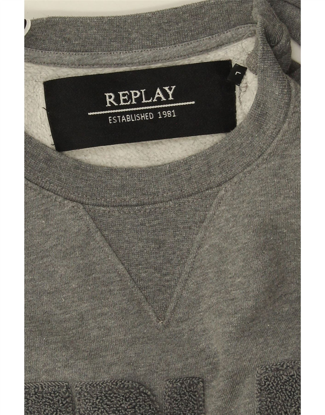 REPLAY Mens Graphic Sweatshirt Jumper Large Grey