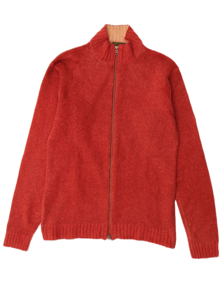 Timberland Mens Cardigan Sweater Small Red Lambswool