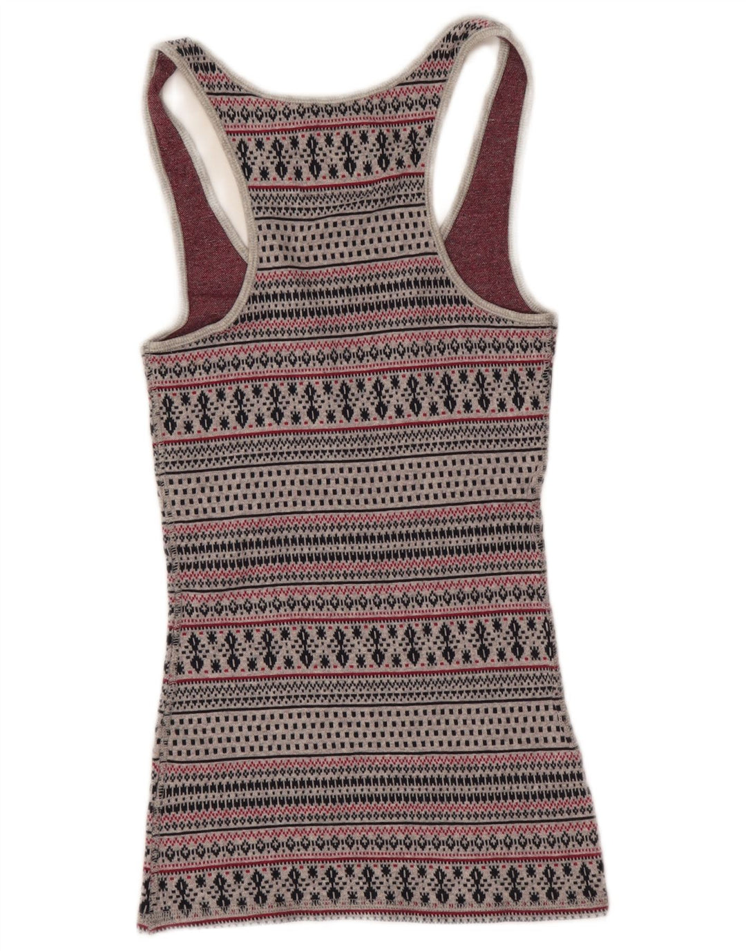JACK WILLS Womens Vest Top UK 8 Small Grey Fair Isle Cotton