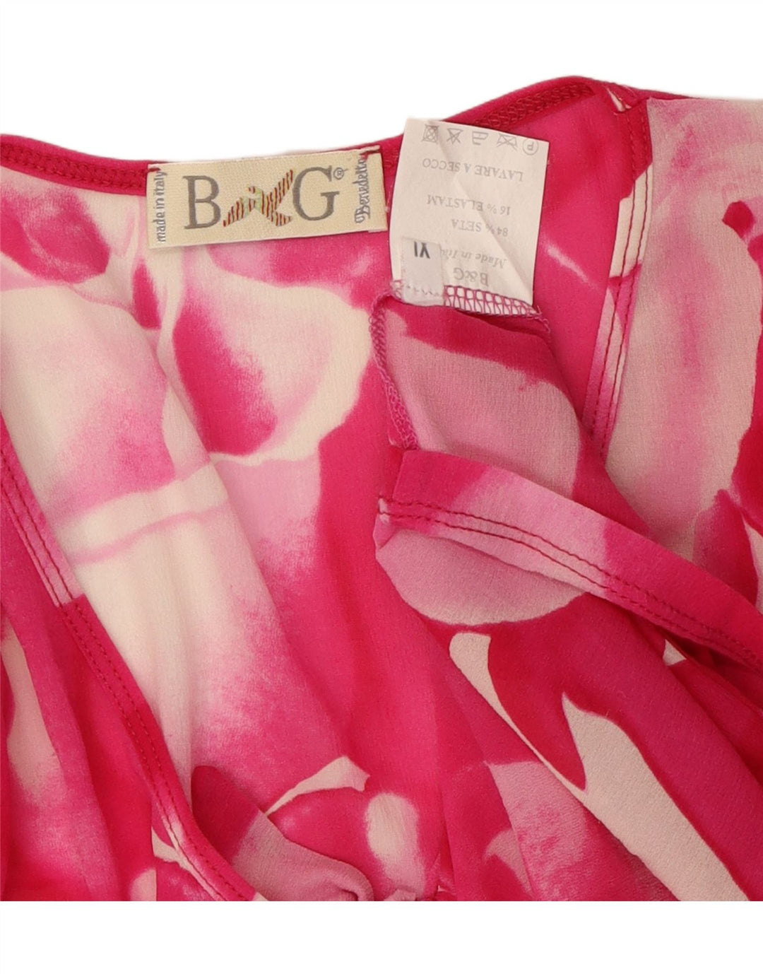 VINTAGE Womens Blouse Top UK 18 XL Pink Floral Silk