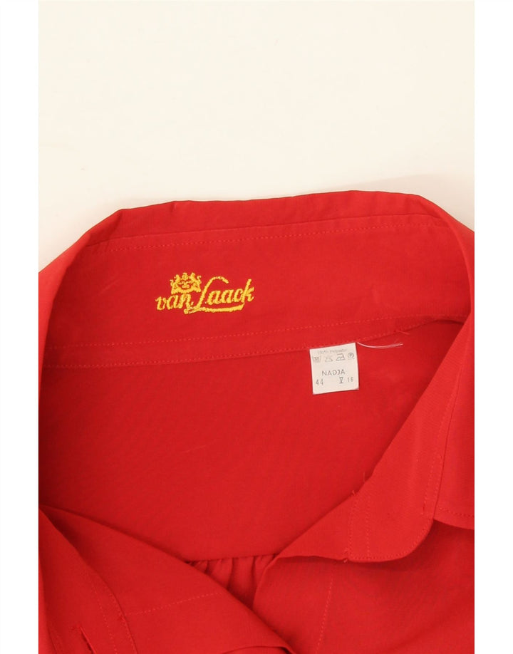 VAN LAACK Womens Oversized Shirt Blouse UK 16 Large Red Polyester Vintage Van Laack and Second-Hand Van Laack from Messina Hembry 