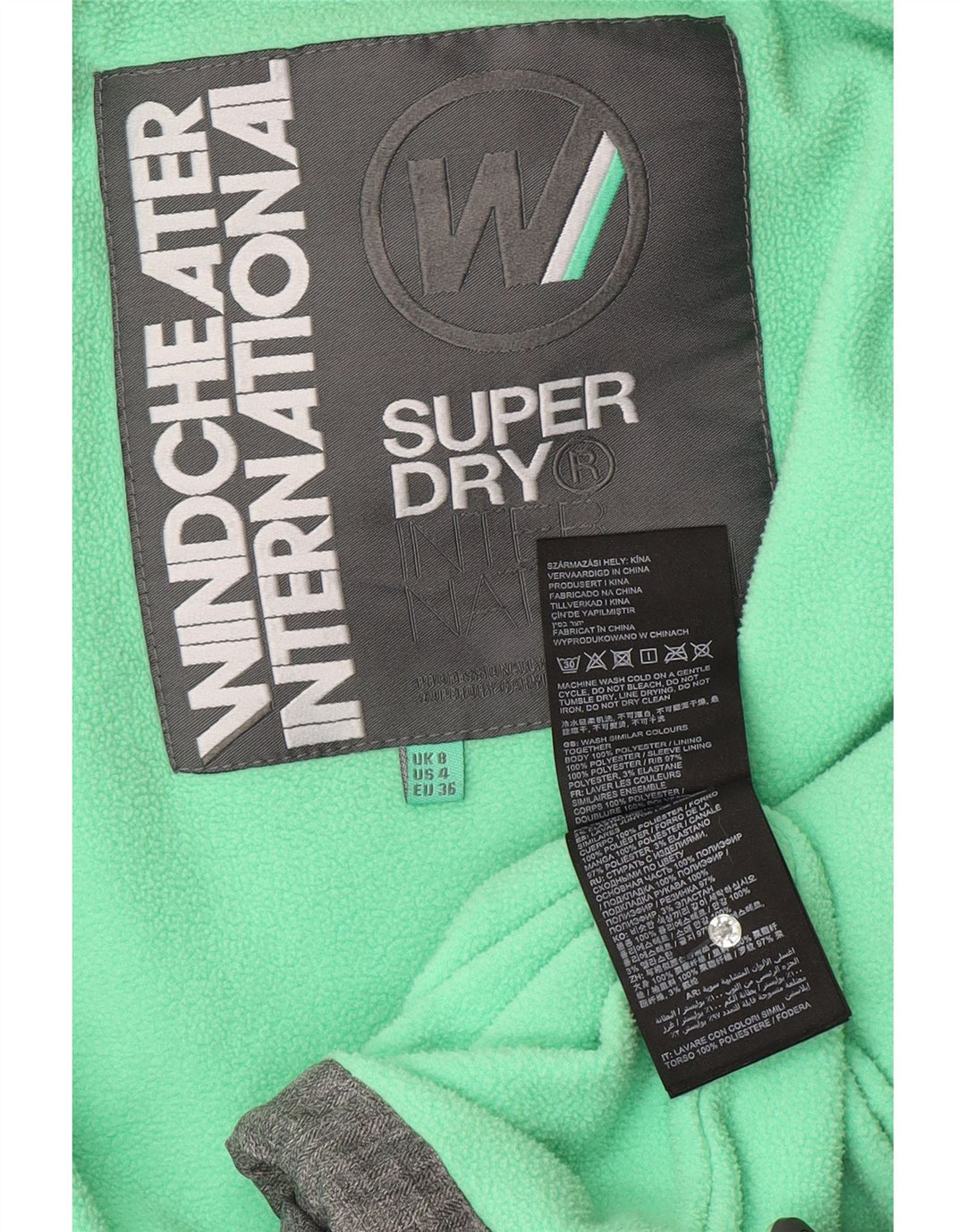 SUPERDRY Womens The Windcheater Graphic Windbreaker Jacket UK 8 Small Grey