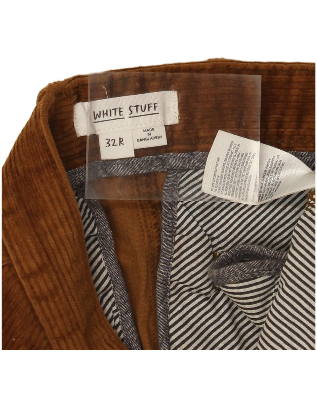 WHITE STUFF Mens Slim Corduroy Trousers W32 L29 Brown Cotton