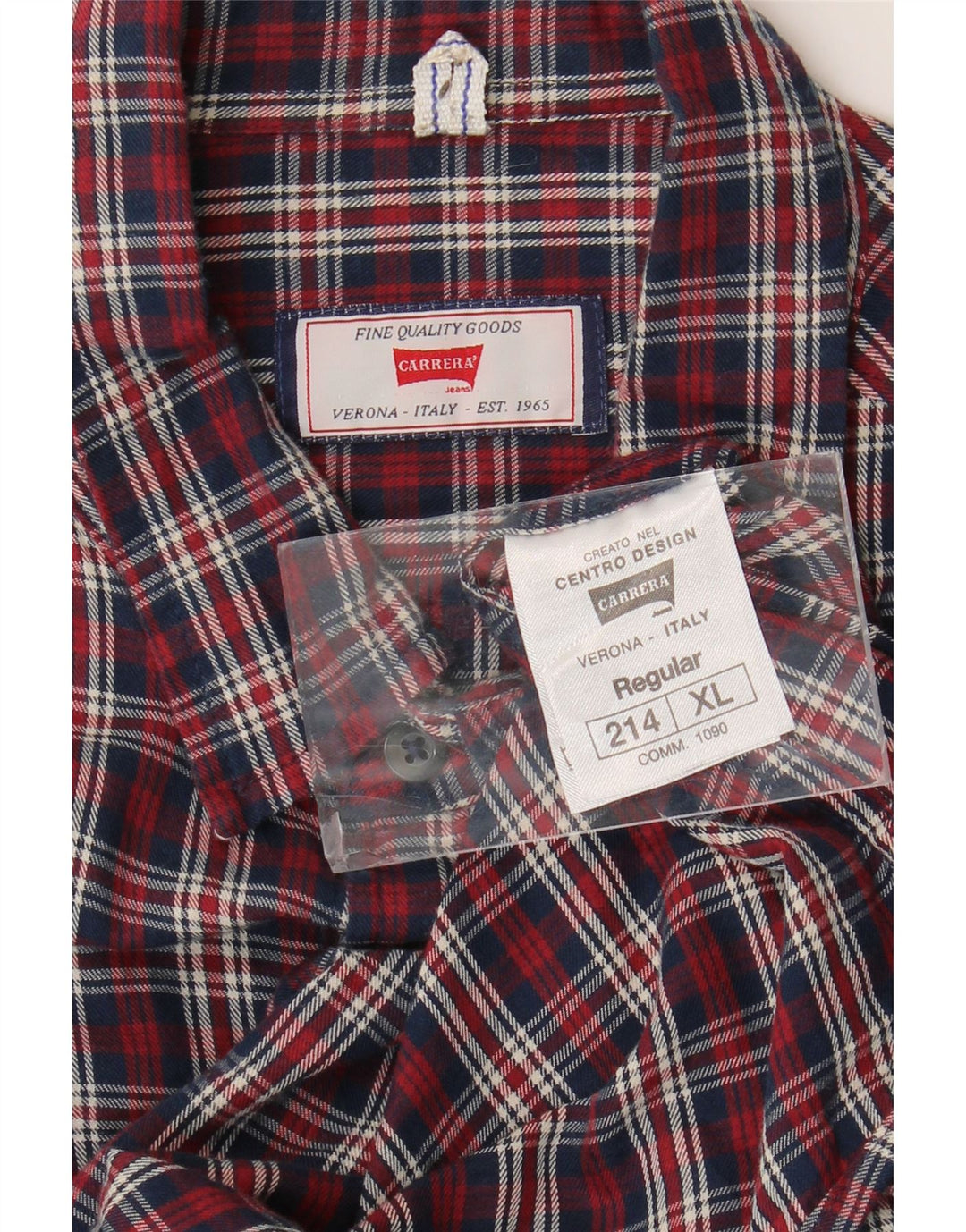 CARRERA Mens Regular Fit Flannel Shirt XL Red Check Cotton
