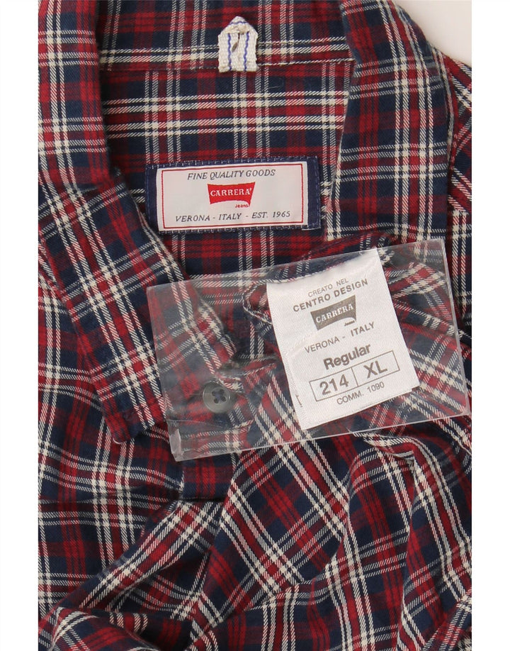 CARRERA Mens Regular Fit Flannel Shirt XL Red Check Cotton
