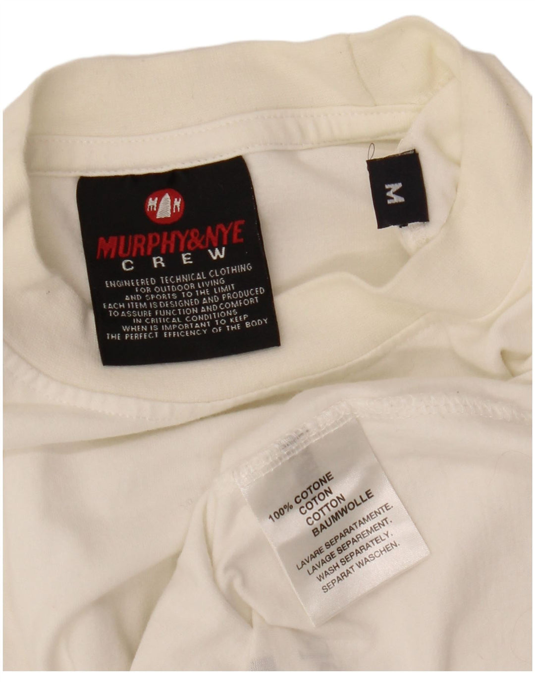 MURPHY & NYE Mens Barcolana Graphic T-Shirt Top Medium White Colourblock