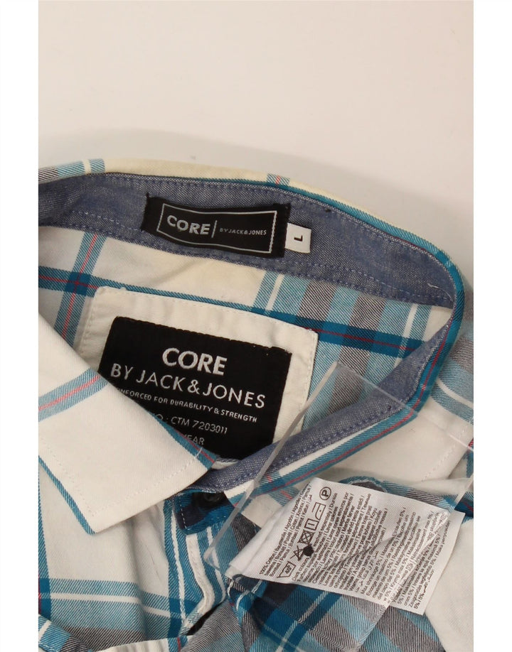 Jack & Jones Mens Shirt Large Blue Check Cotton
