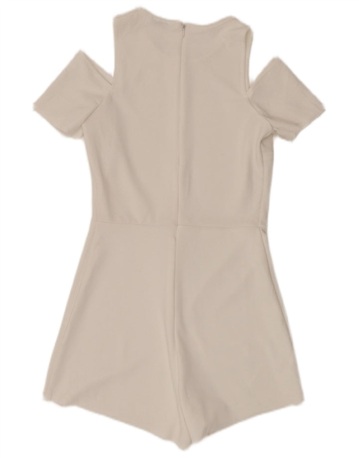 ZARA Womens Short Sleeve Playsuit UK 8 Small W28  White