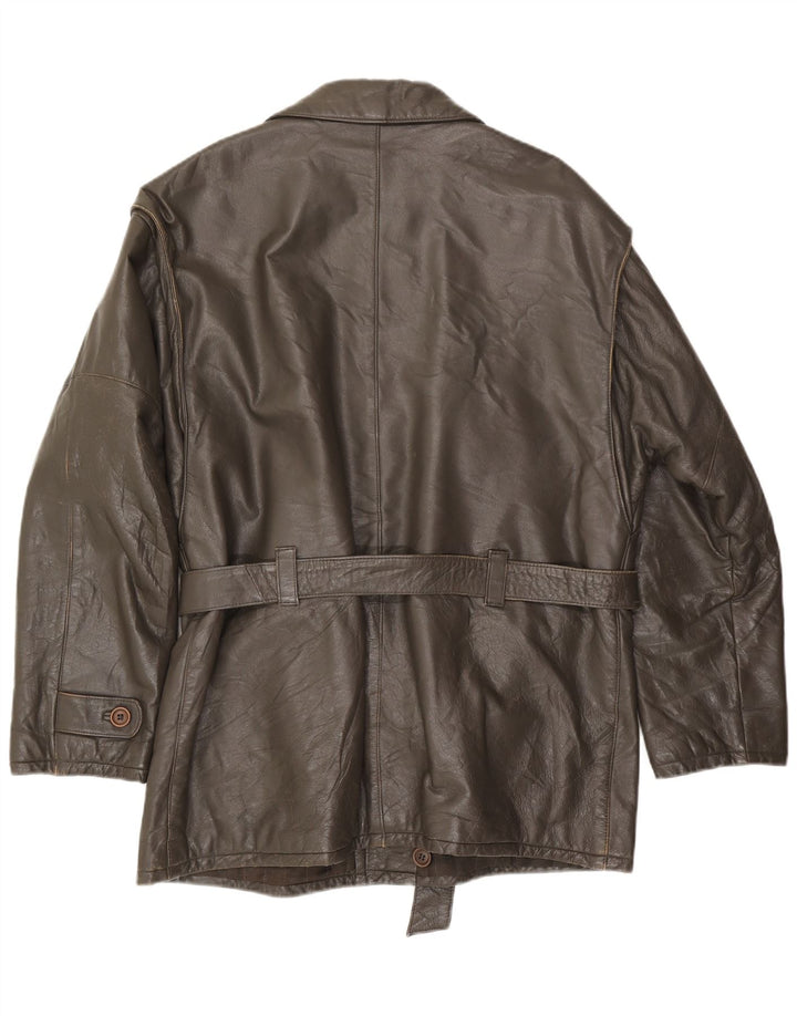 PICCINI Mens Leather Jacket IT 54 2XL Brown Leather