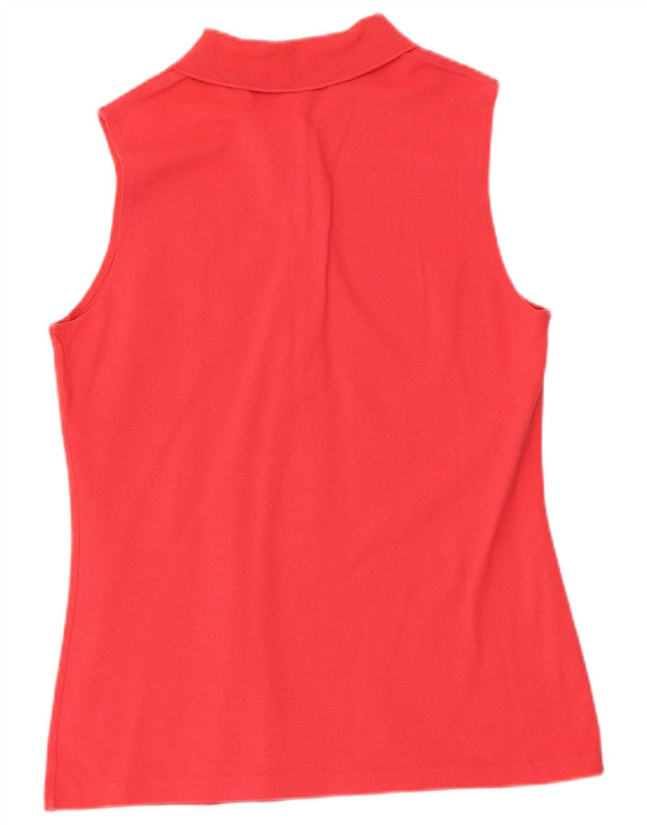 LACOSTE Womens Sleeveless Polo Shirt Size 42 Large Red Cotton